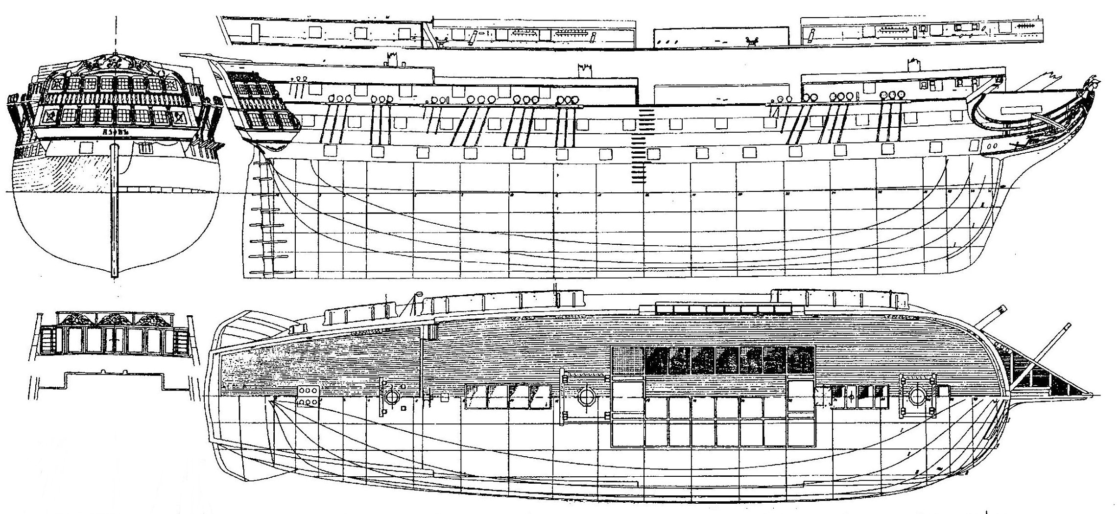 Линейный корабль парусный схема